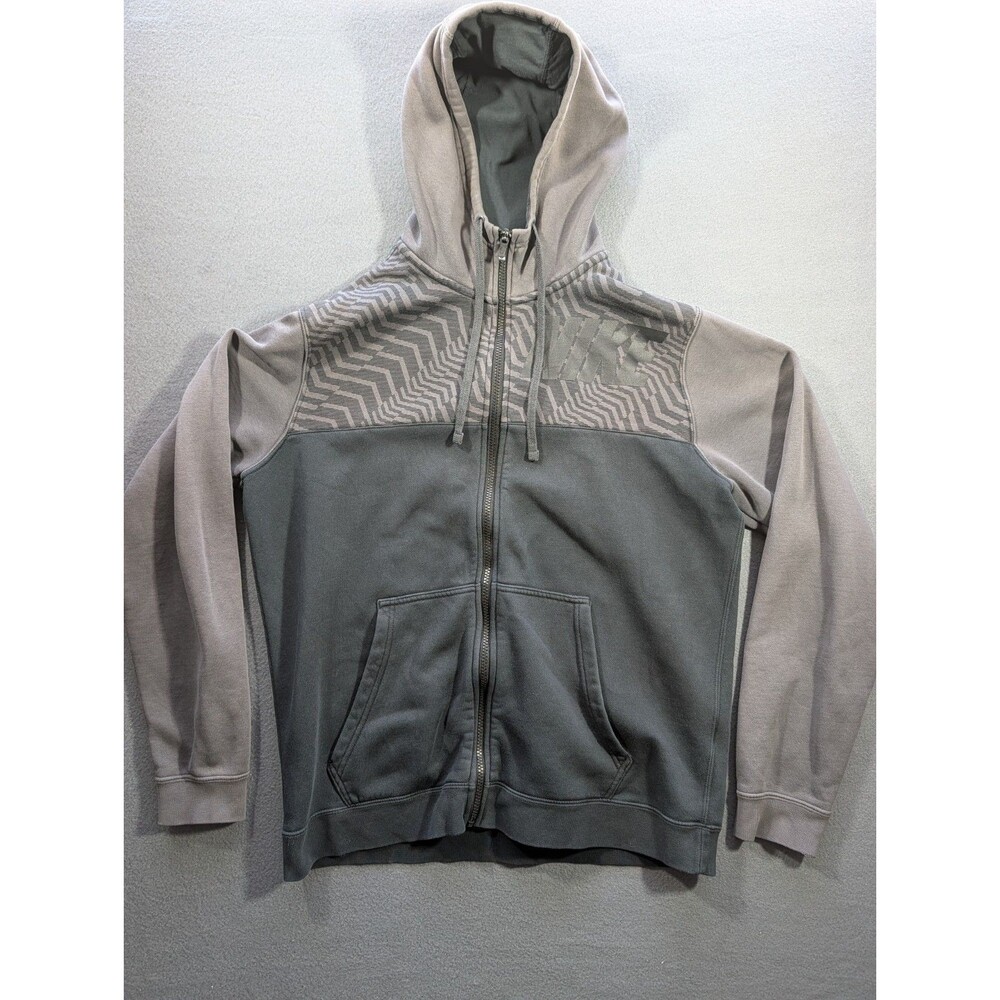 Nike Men’s Large Full Zip Hoodie Gray Black Geometric Print Sportswear 861722-01
